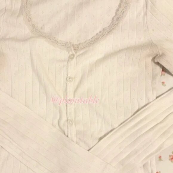 Tops - ˚‧ ɞ cream lace button long sleeve